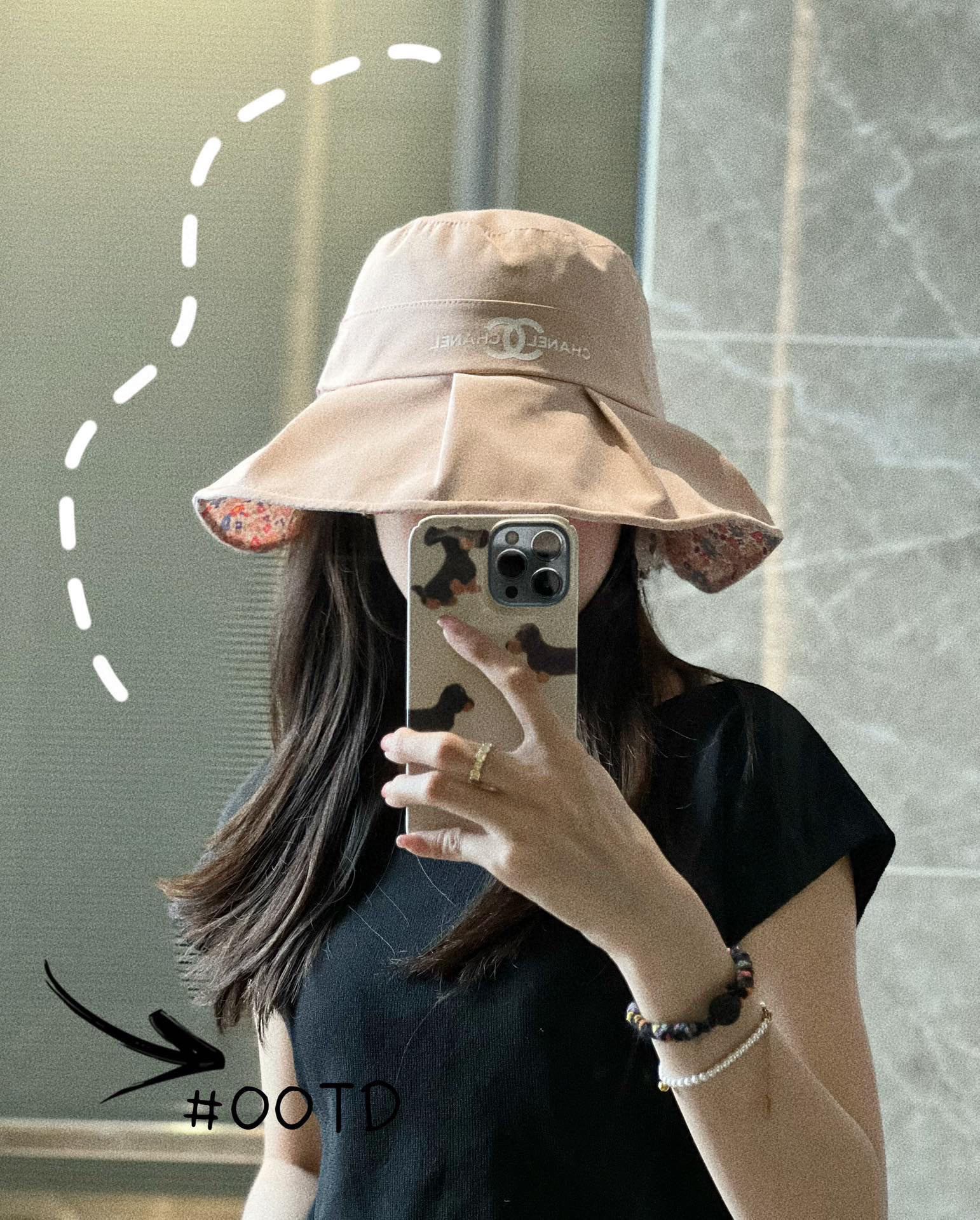 Новинка сезона весна/лето 2023 от Chanel - Рыбацкая шляпа в курортном стиле с цветочным принтом - Розовая