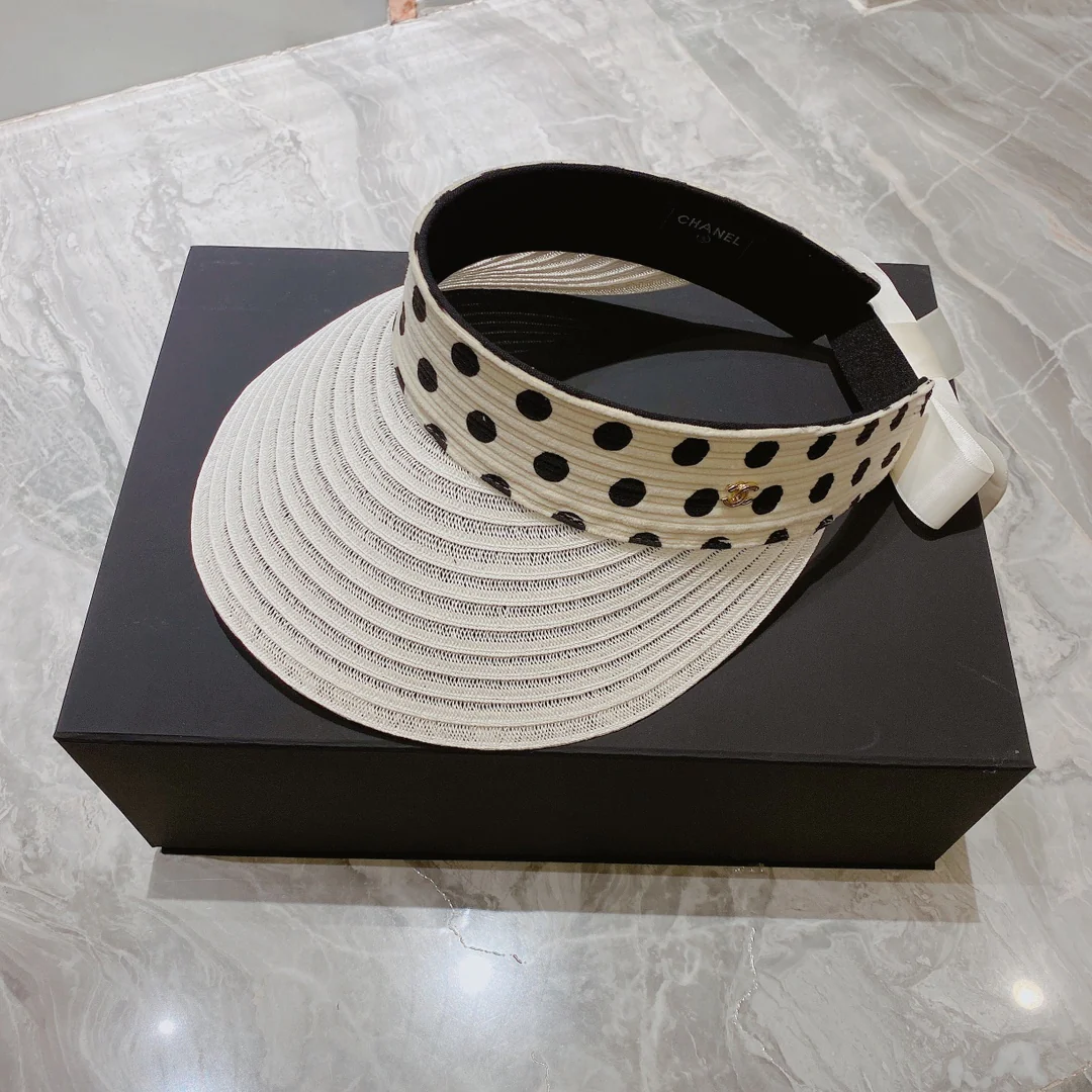 Солнцезащитная шляпа Chanel - Открытый жилет - Белый - 2