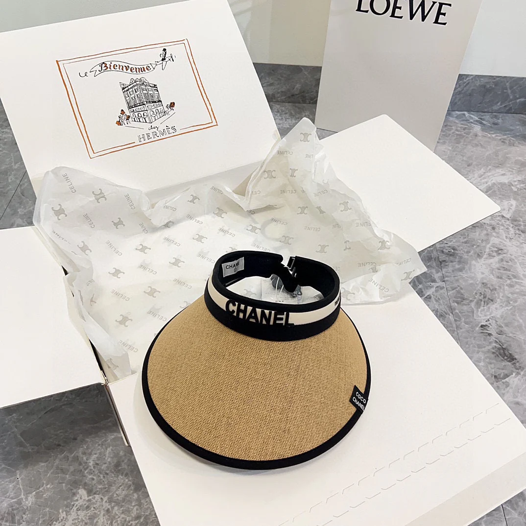 Солнцезащитная шляпа Chanel Color Block Woven Sun Hat - черная