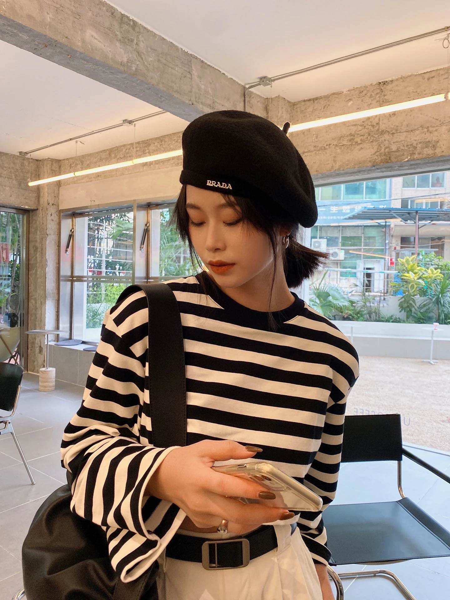 Prada - Вязаный берет - Черный