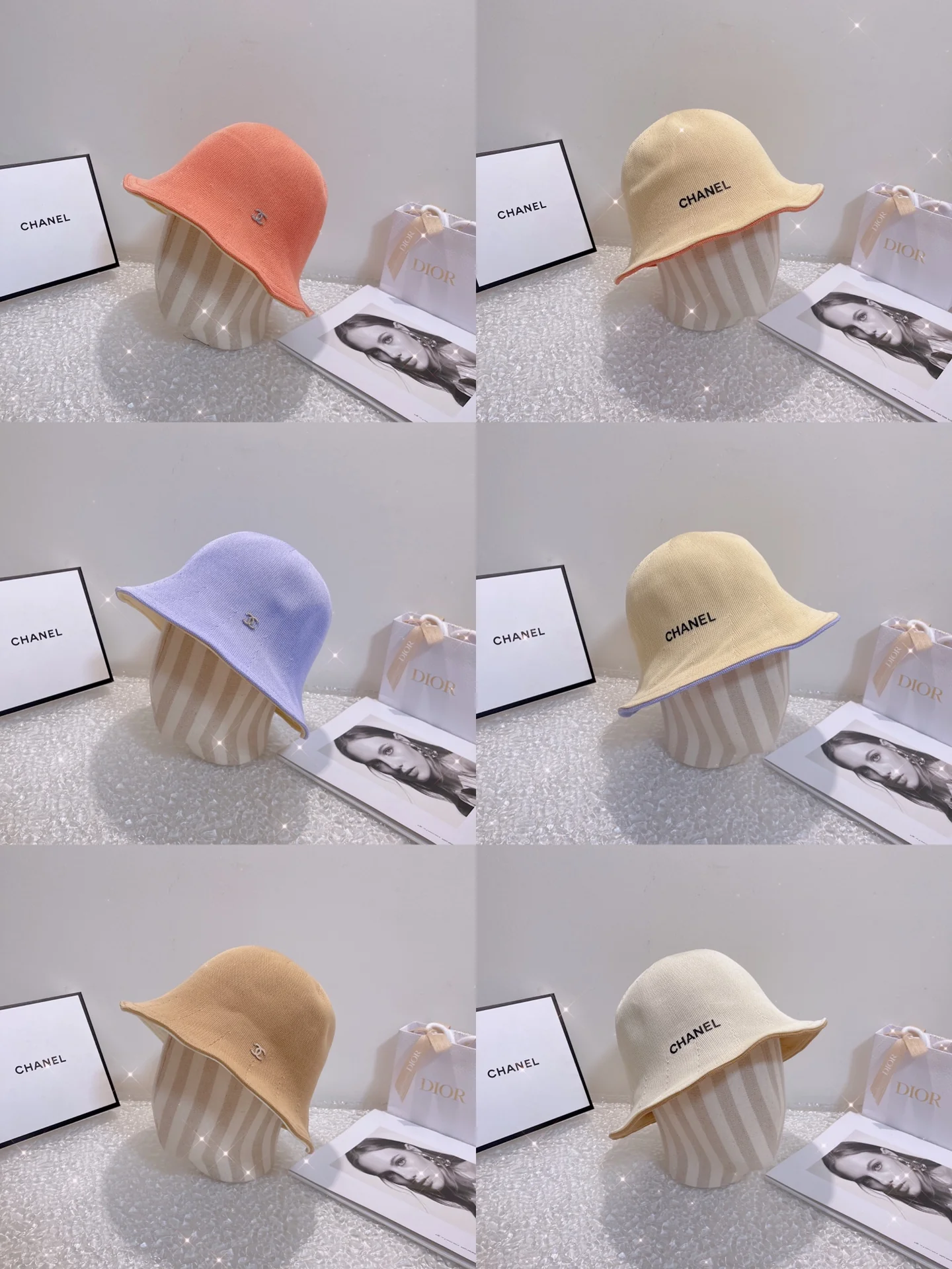 Chanel - Двусторонняя вязаная солнцезащитная шляпа - Изображение из коллекции