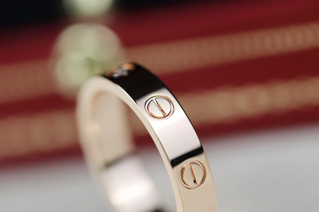 Тонкое кольцо Cartier Love - розовое золото - 3 бриллианта