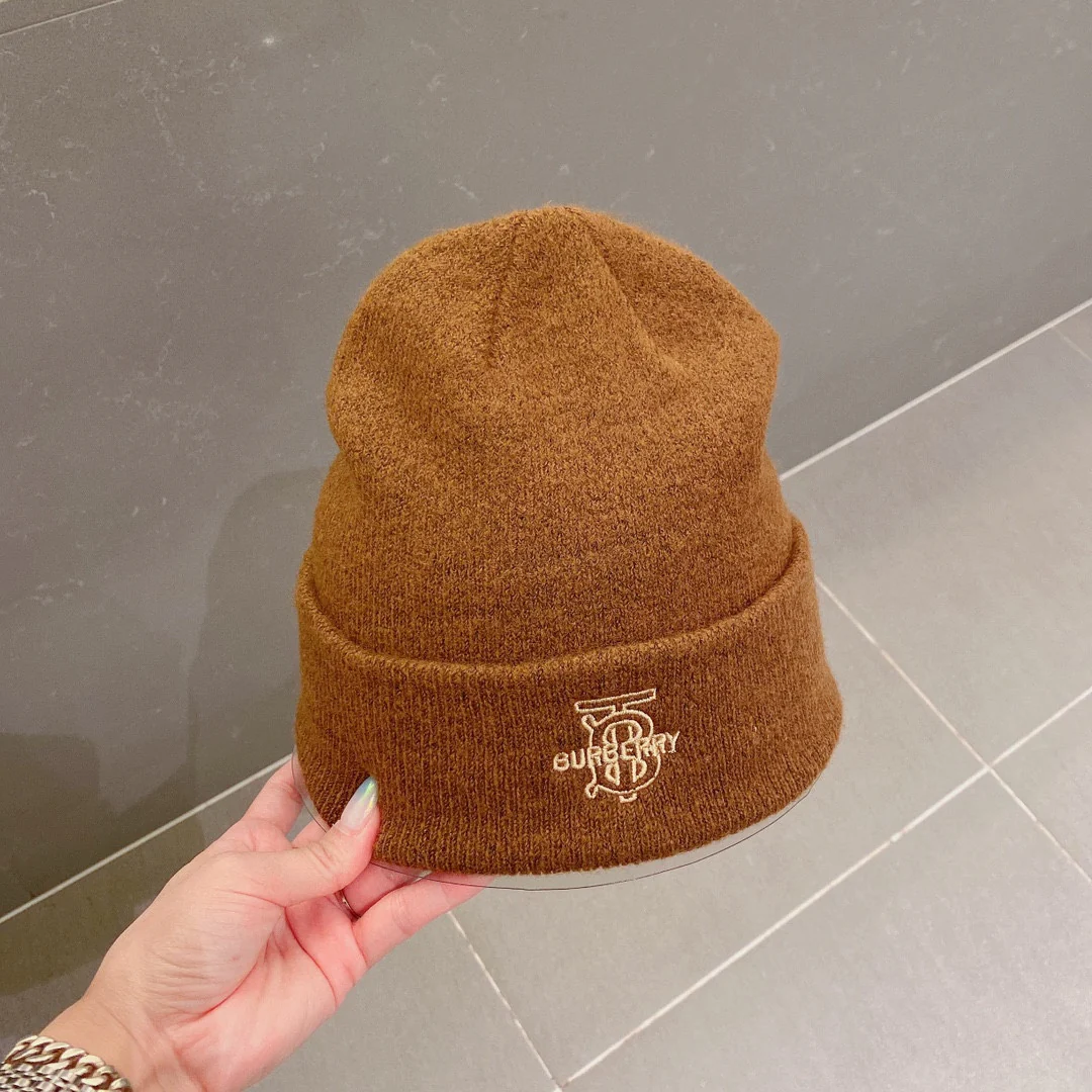 Вязаная шерстяная шапка Burberry TB — коричневая