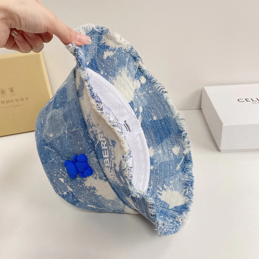 Burberry - Панама из выстиранного денима в форме медведя