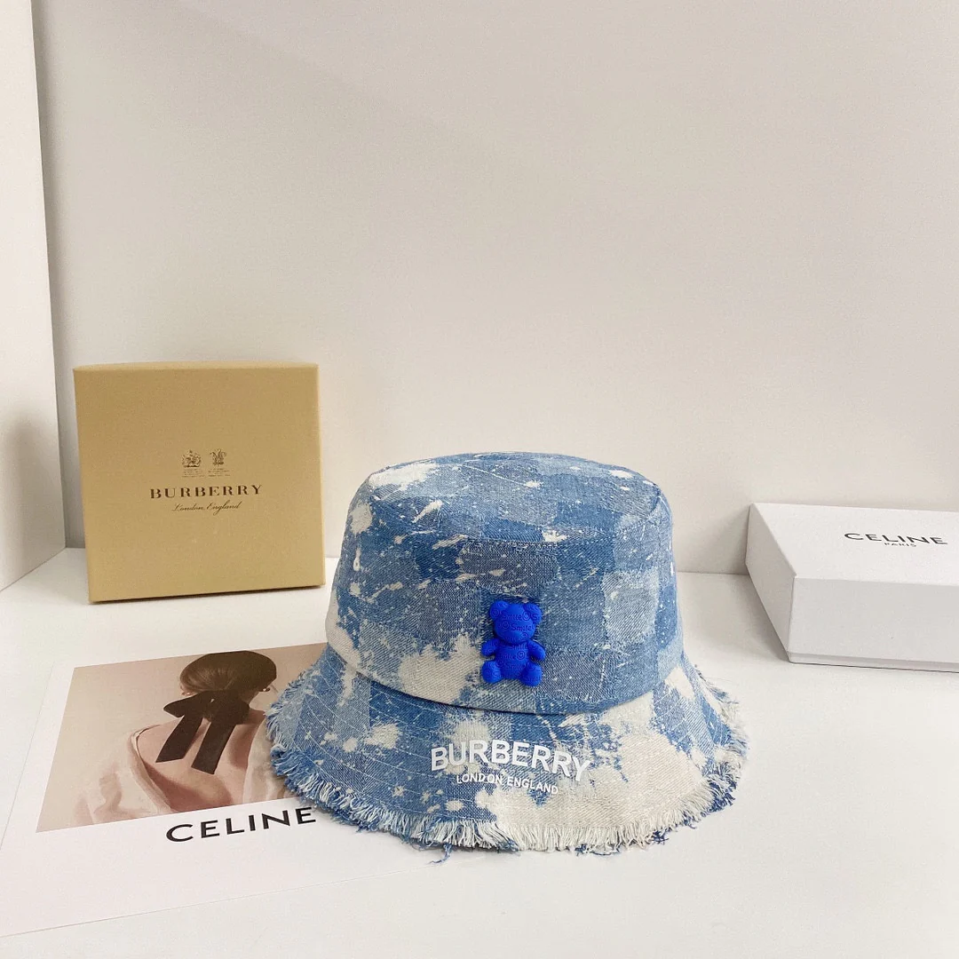 Burberry - Панама из выстиранного денима в форме медведя