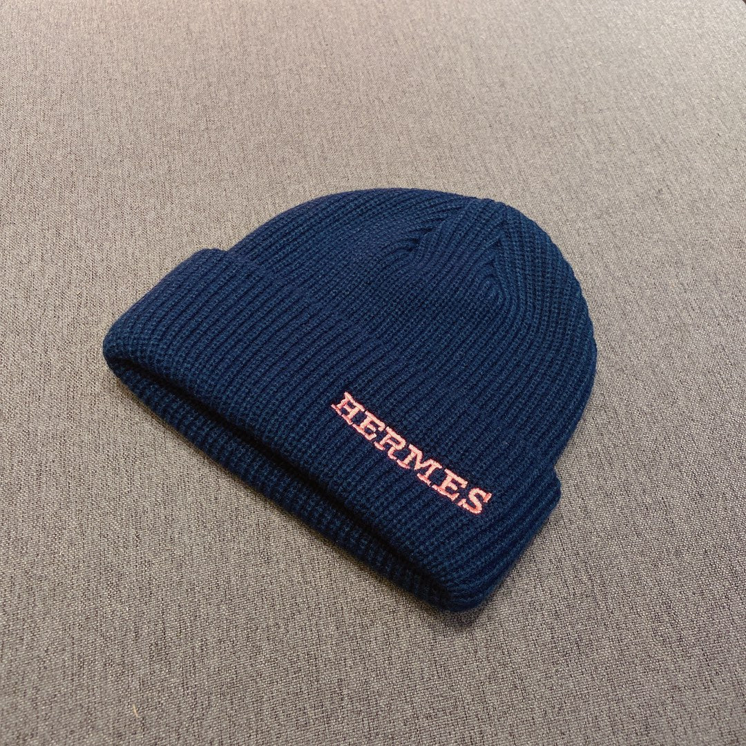 Hermes - Вязаная шапка-бини - Унисекс - Синяя