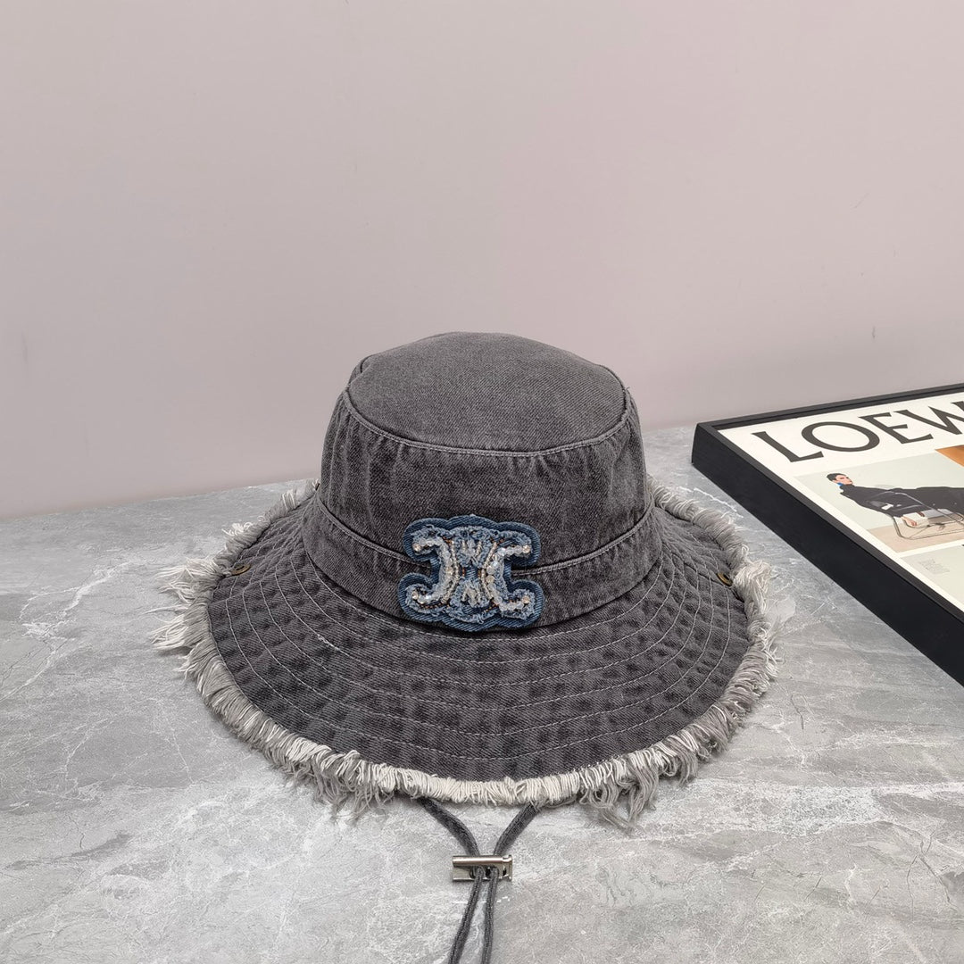 Celine - Панама из окрашенного денима на шнуровке