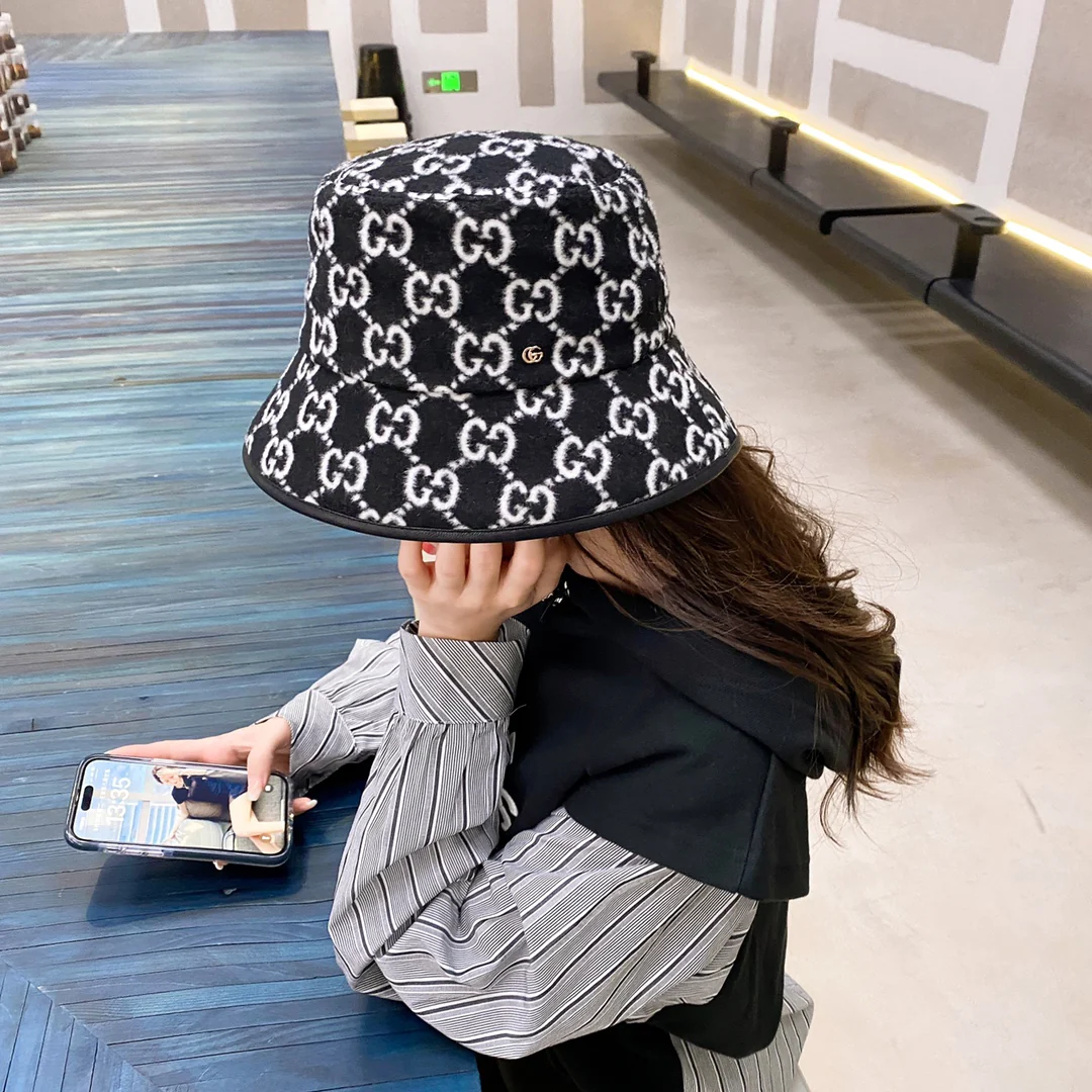 Шерстяная панама Gucci с монограммой - черная