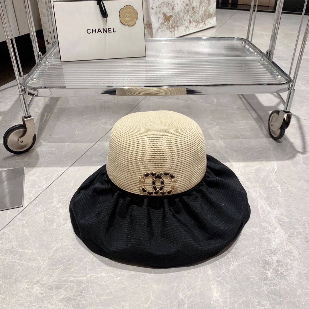 Новинка сезона весна/лето 2023 от Chanel - Соломенная шляпа - Солнцезащитная шляпа - Черная