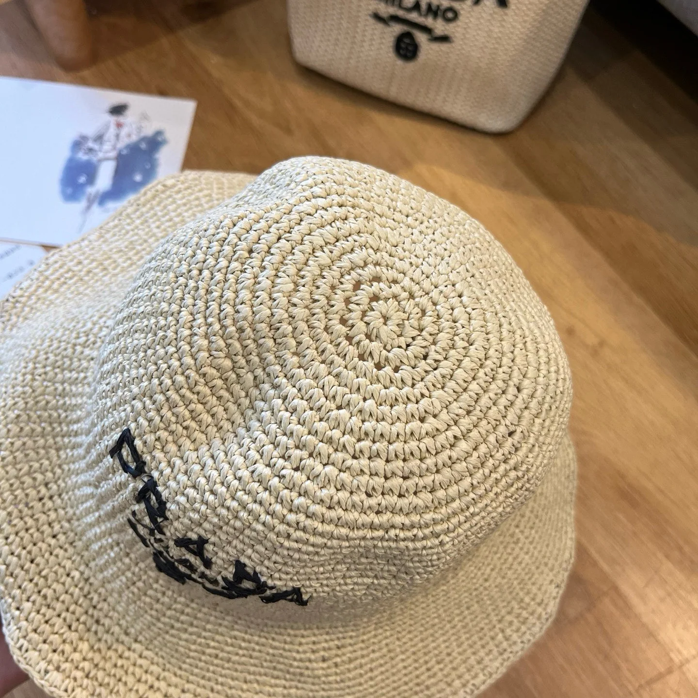 Prada - Плетеная рыбацкая шляпа - Хаки