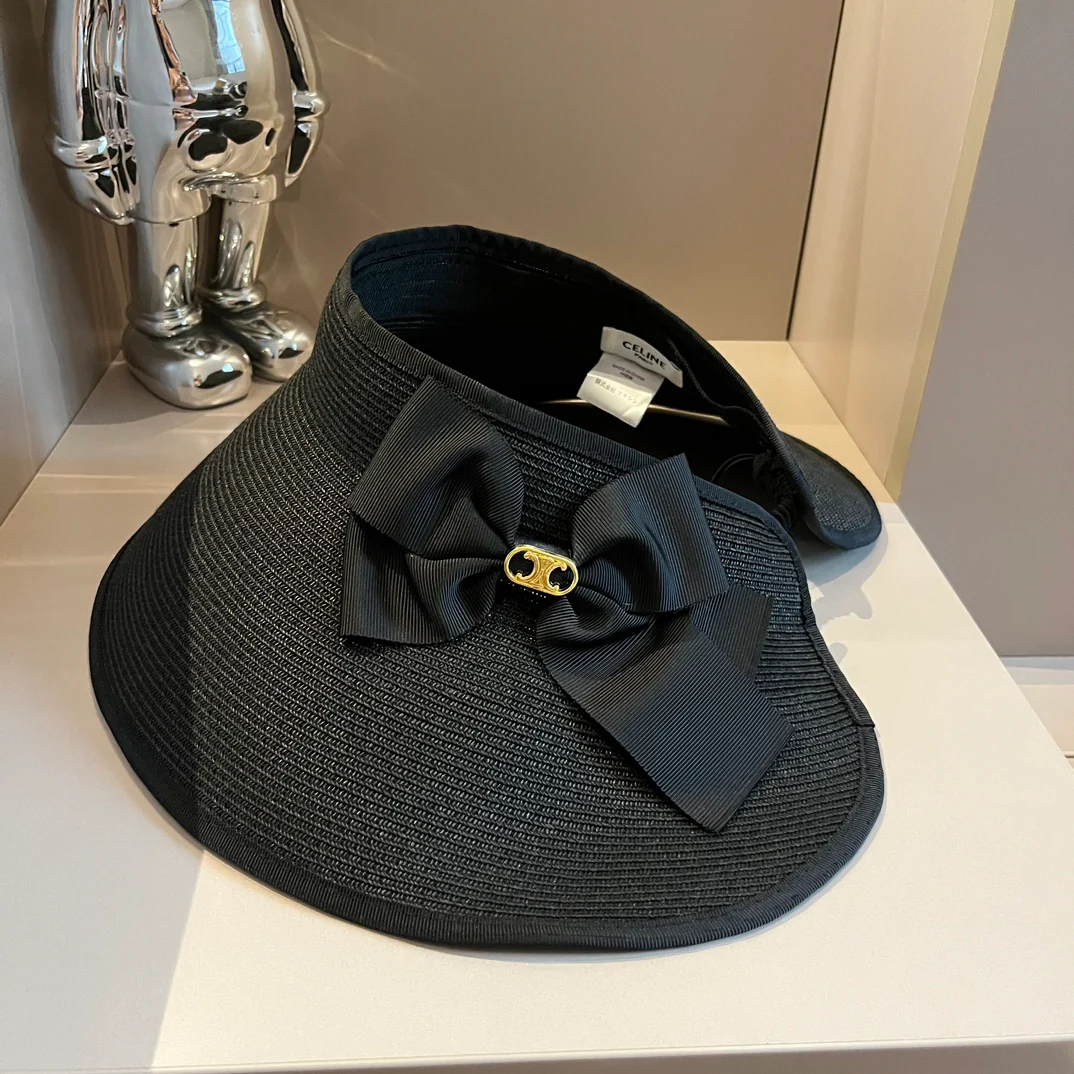 Celine - Новая большая панама с бантом - Черная
