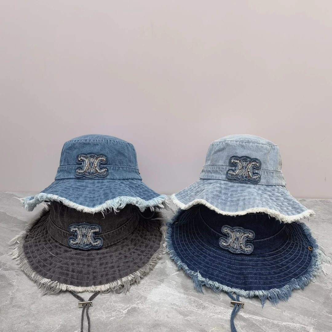 Celine - Панама из окрашенного денима на шнуровке