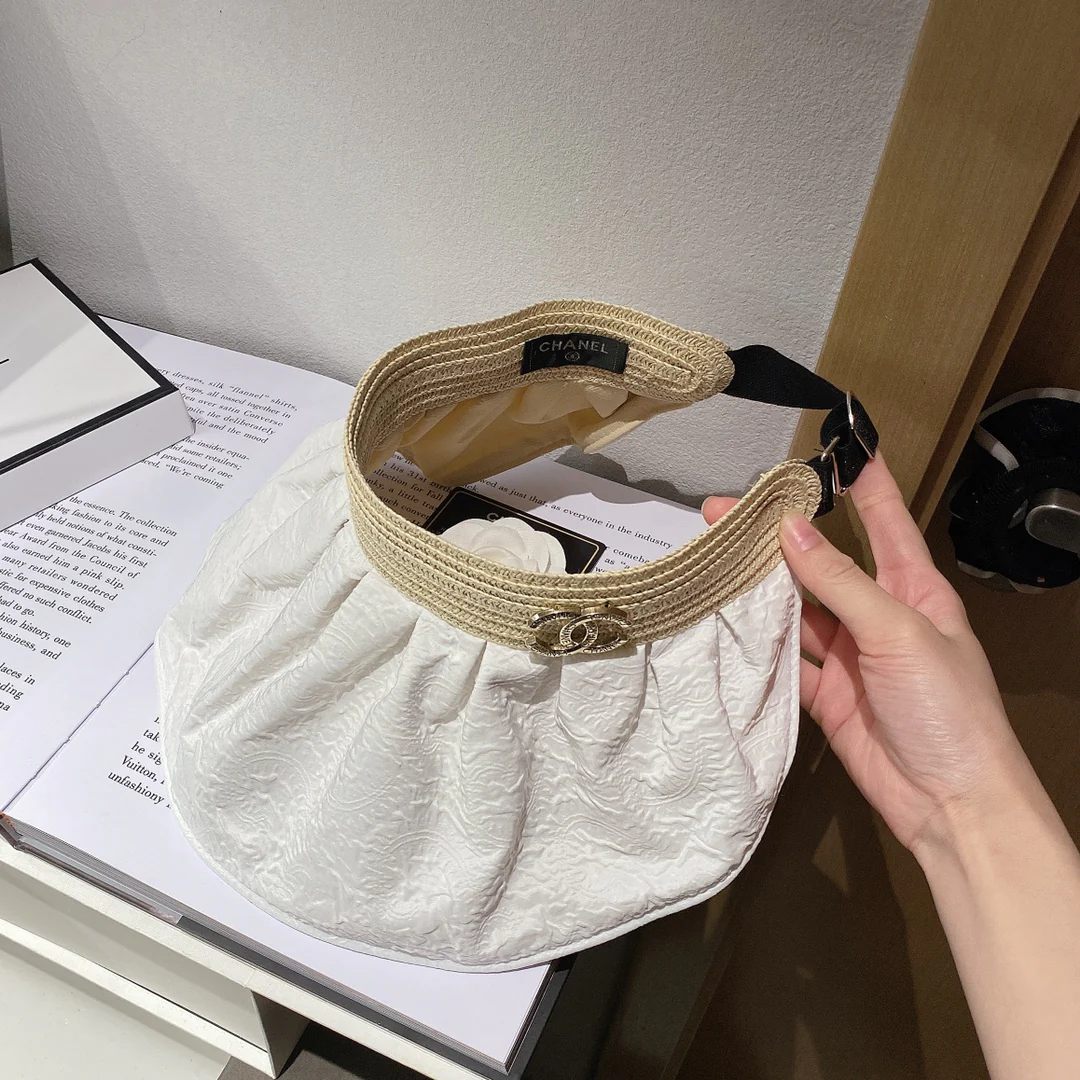 Chanel - Солнцезащитная шляпа - Шляпа с открытым верхом - Шляпа-ракушка - Белая