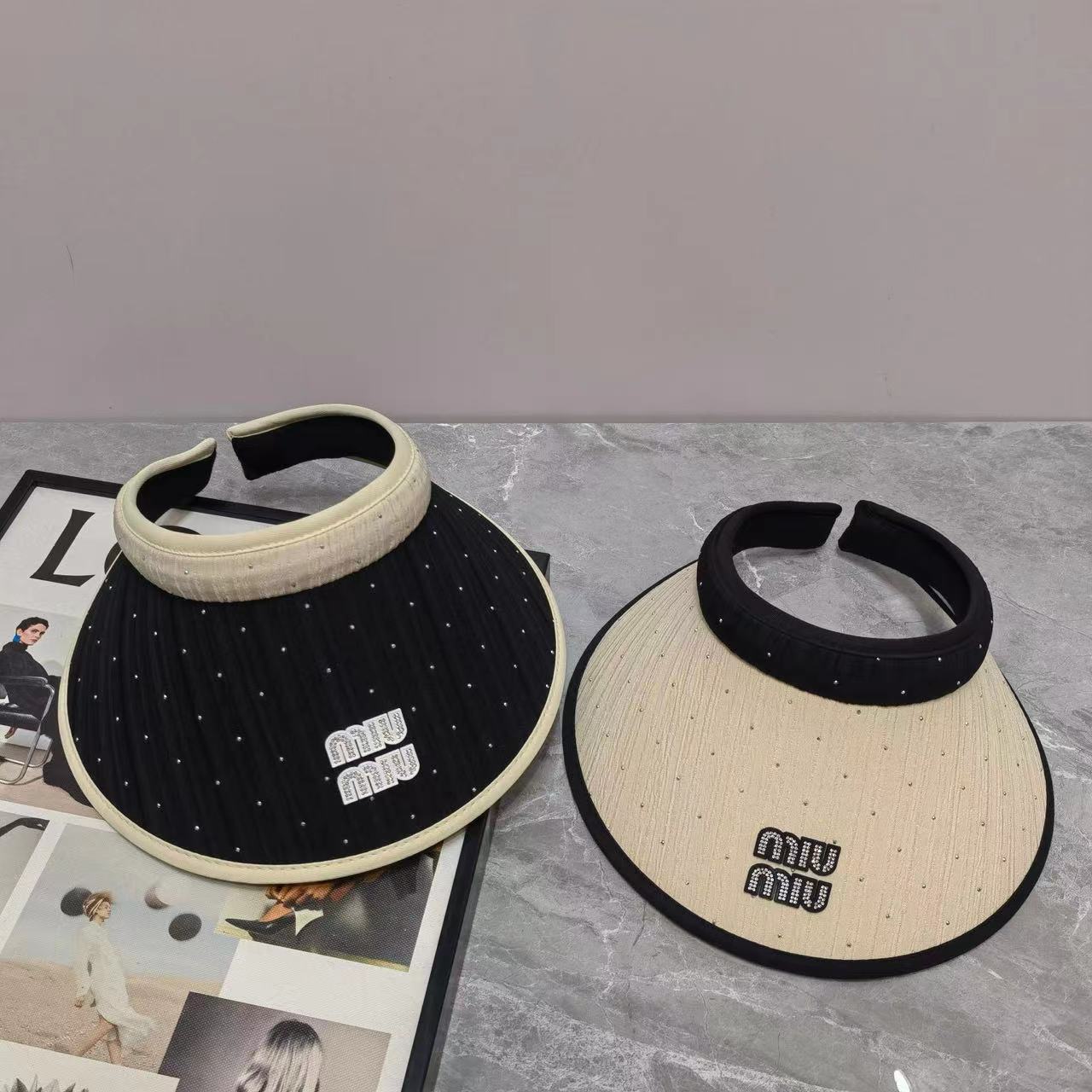 Новая летняя широкополая шляпа от солнца Miu Miu 2024 с пайетками