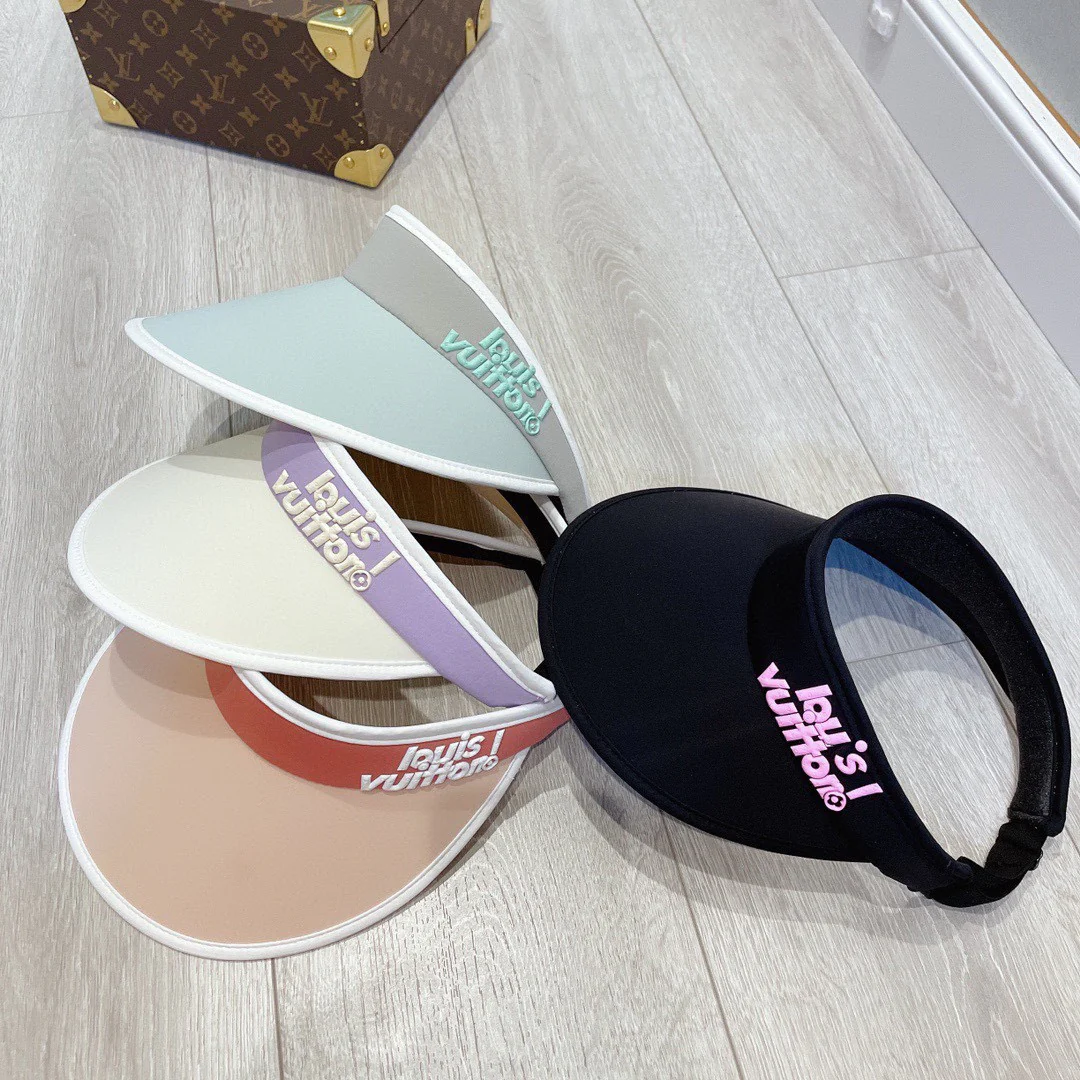 Солнцезащитная шляпа LV конфетного цвета с открытым верхом