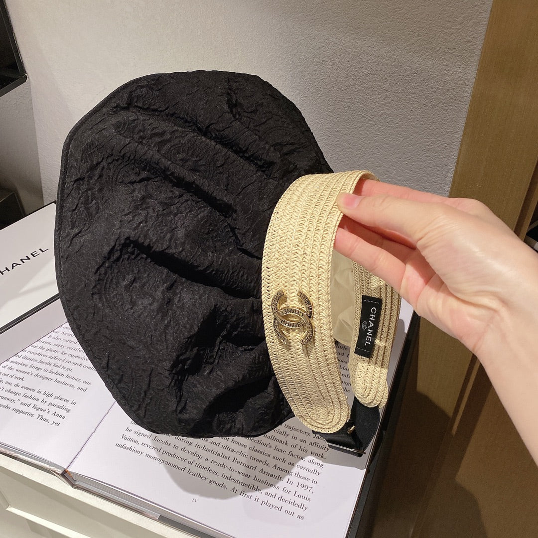 Chanel - Солнцезащитная шляпа - Открытая кепка - Шляпа-ракушка - Черная