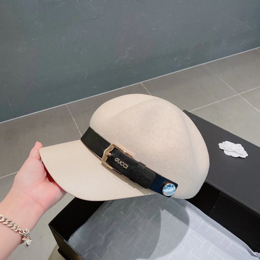 Шерстяная восьмиугольная бейсболка Gucci - белая