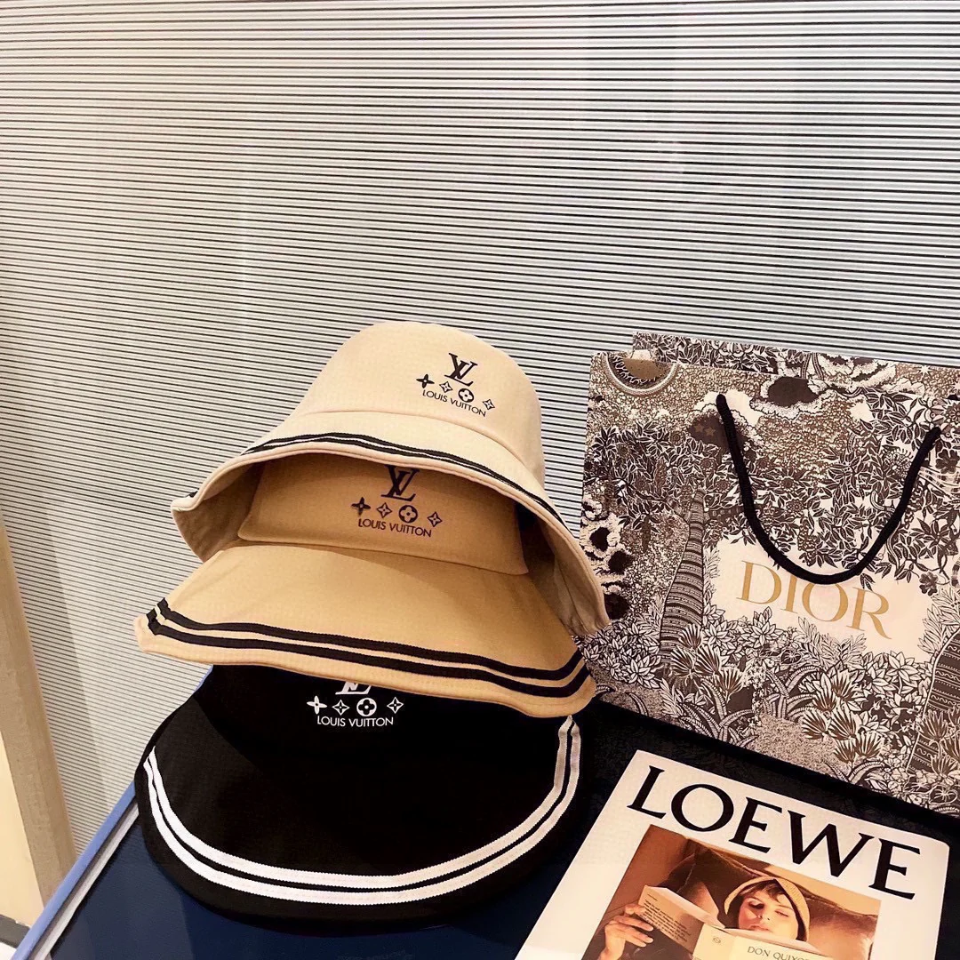 LV - Широкополая рыбацкая шляпа с цветовыми блоками - абрикосовый цвет