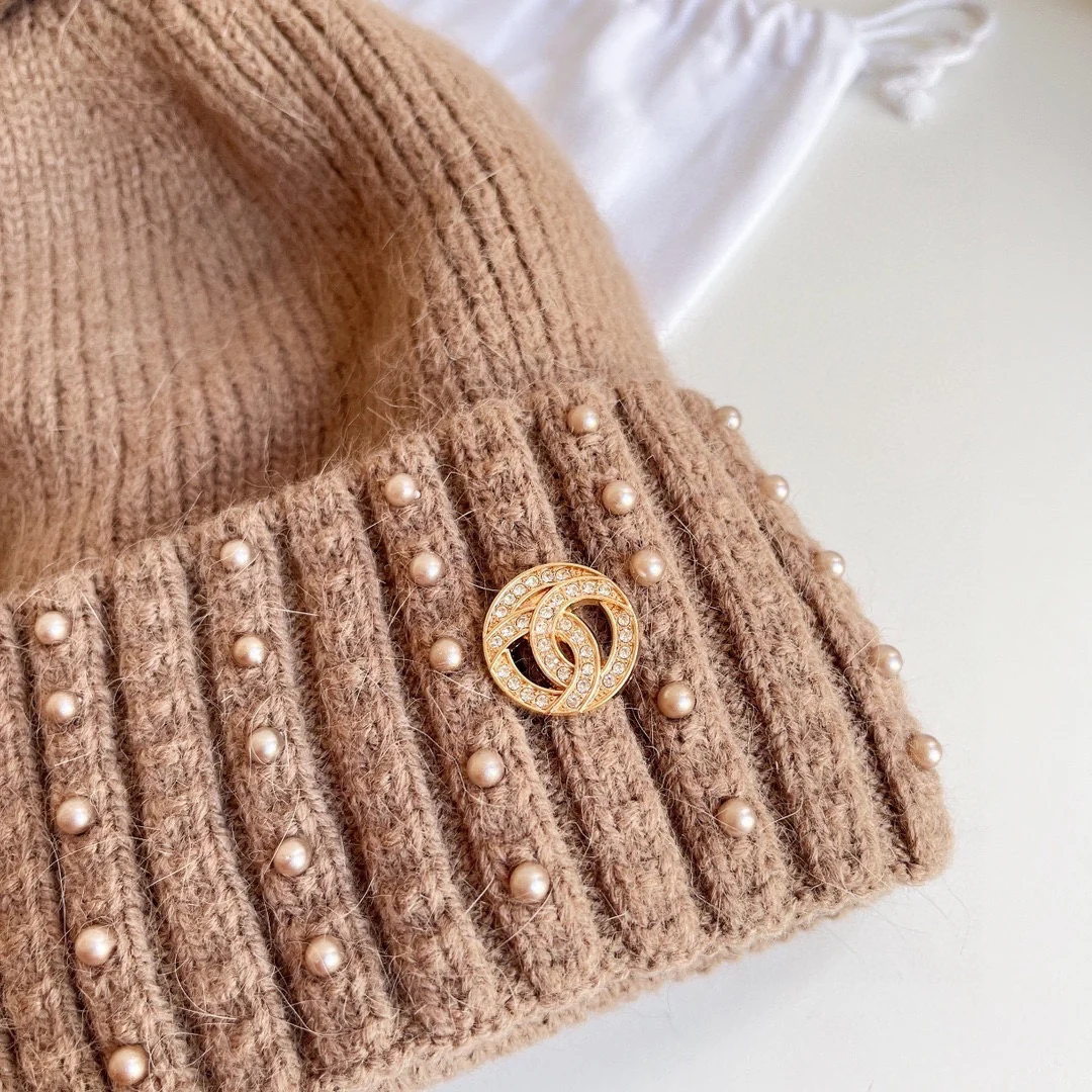 Chanel - Вязаная шапка - Коричневая