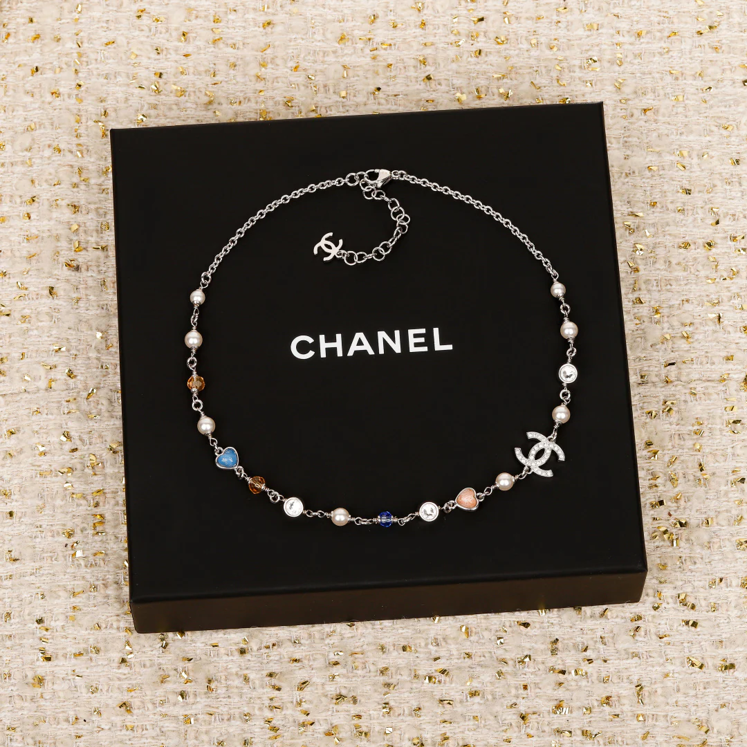 Колье Chanel Double C Heart Pearl Necklace 25p