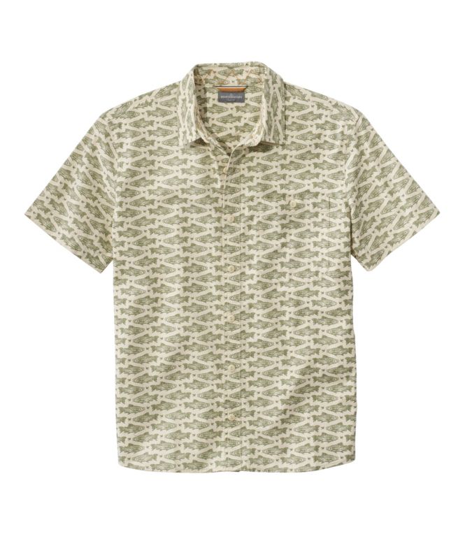 Men's Signature Woven Cotton Shirt, Short-Sleeve, Slim Fit