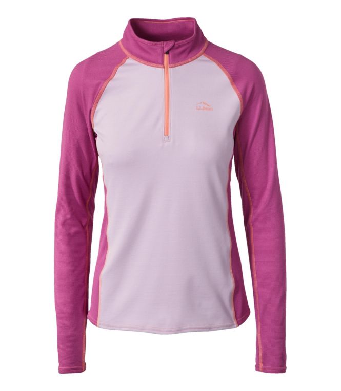 Women's L.L.Bean Midweight Baselayer, 1/4 Zip Color Block