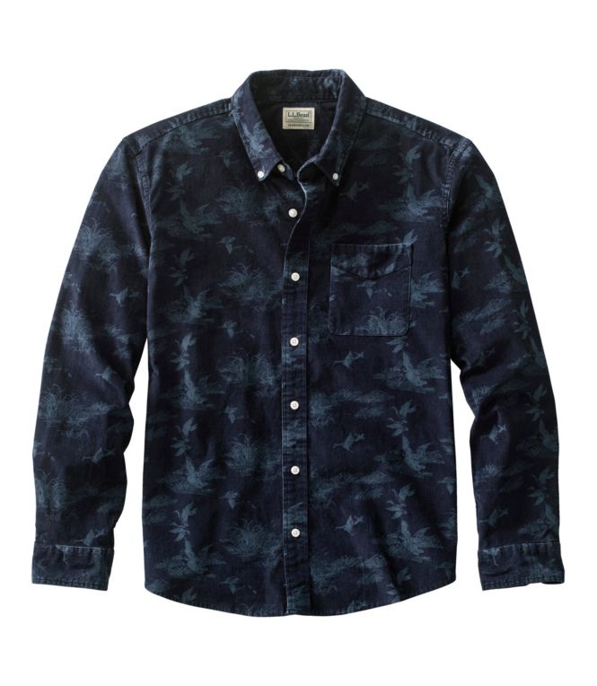 Men's Comfort Stretch Corduroy Shirt, Long-Sleeve, Traditional Untucked Fit, Print