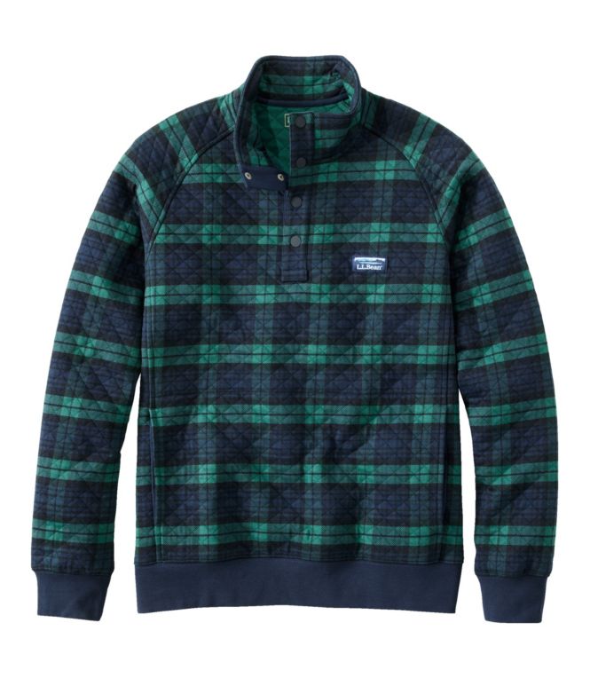 Men's Quilted Sweatshirt, Mockneck, Plaid