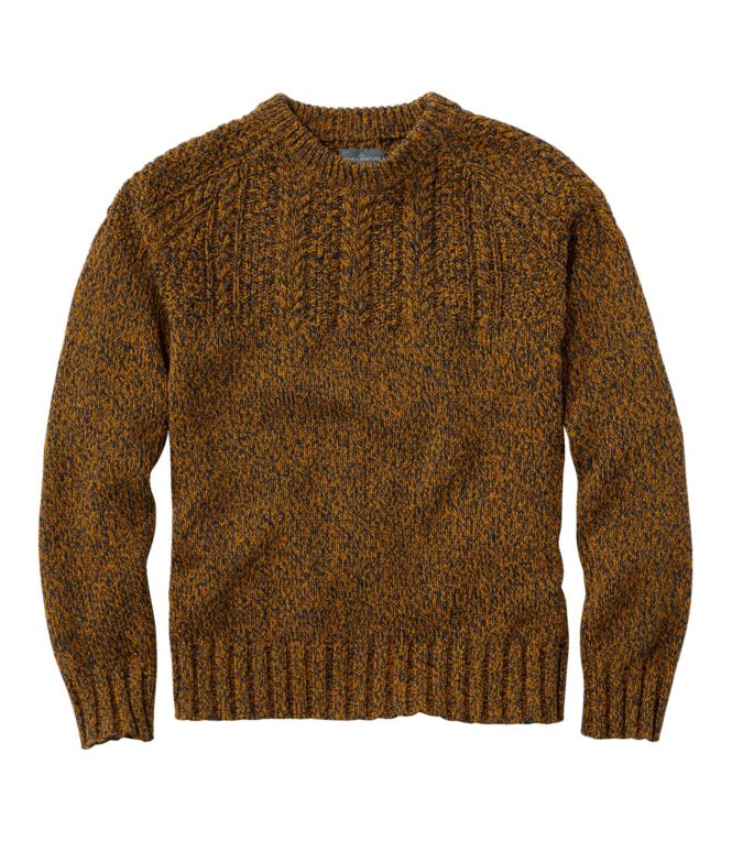 Men's Signature Cotton Fisherman Sweater, Yoke Crewneck