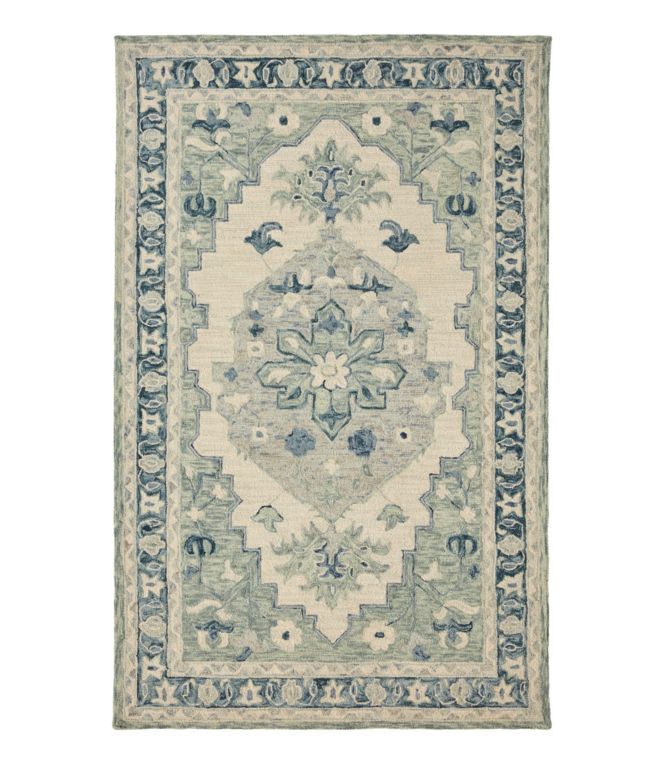 Floral Border Wool Tufted Rug