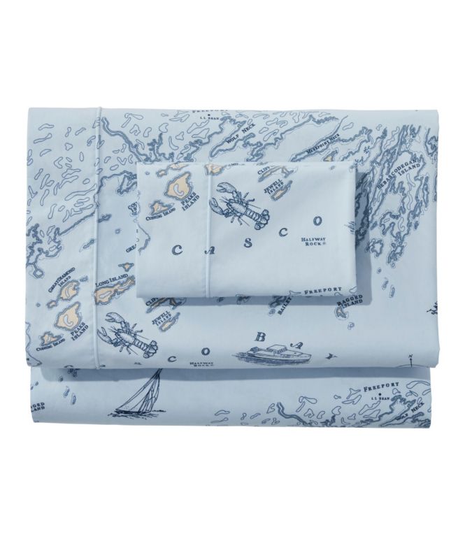 Nautical Map Percale Sheet Collection