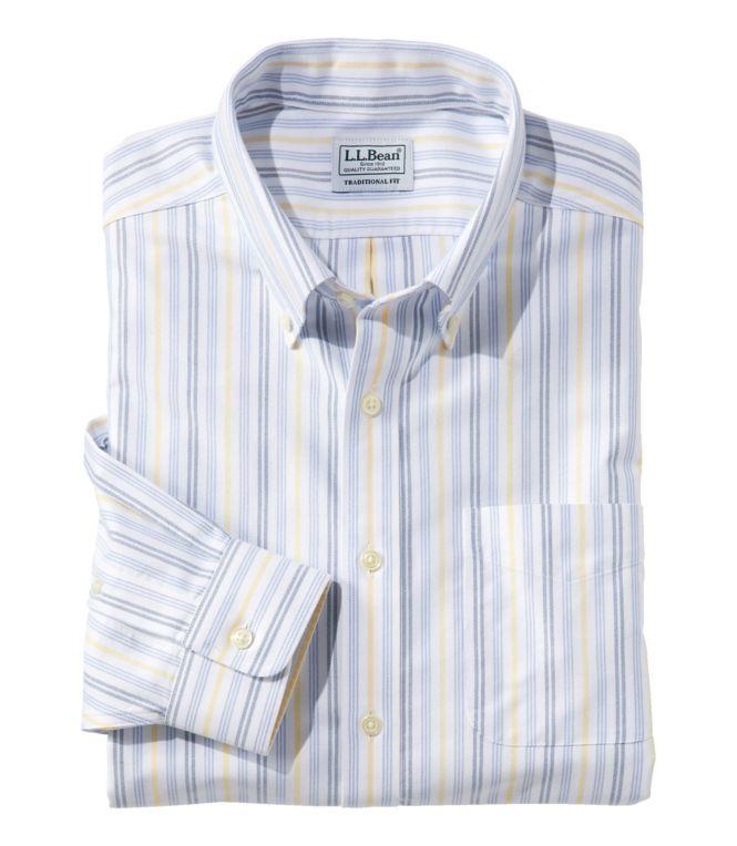 Men's Wrinkle-Free Classic Oxford Cloth Shirt, Traditional Fit University Stripe