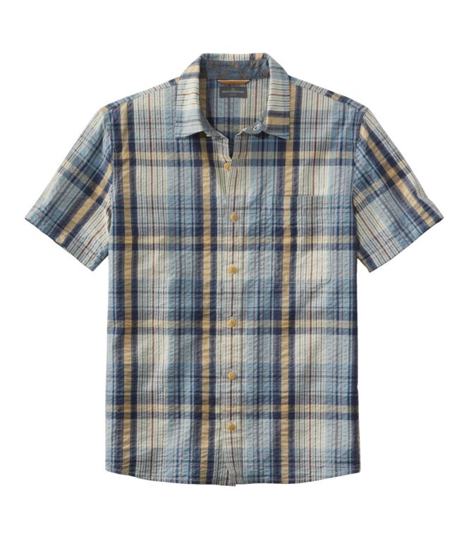 Men's Signature Seersucker Madras Shirt, Short-Sleeve