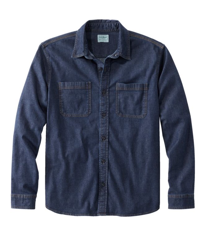 Men's BeanFlex® Denim Shirt, Slightly Fitted Untucked Fit, Long-Sleeve