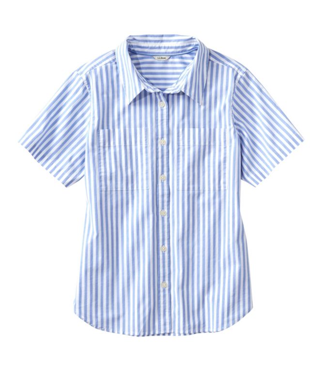 Women's Essential Cotton Poplin Shirt, Short-Sleeve