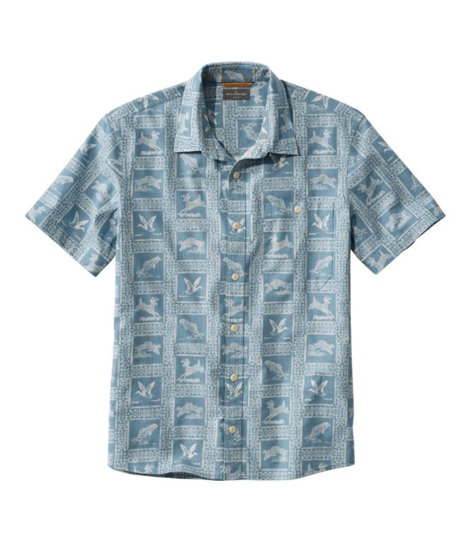 Men's Signature Woven Cotton Shirt, Short-Sleeve, Slim Fit
