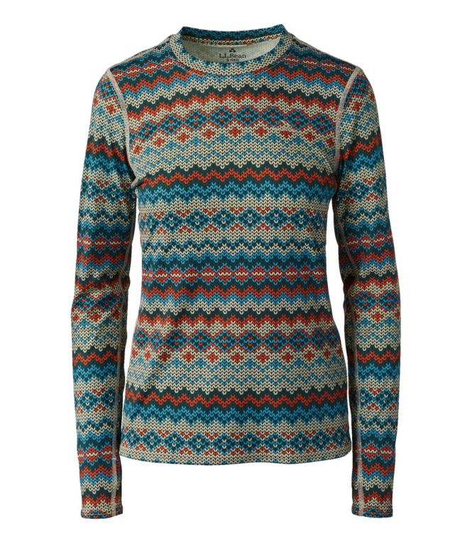 Women's L.L.Bean Lightweight Crew Base Layer, Long Sleeve Print
