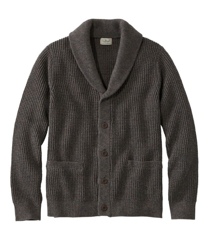 Men's Organic Cotton Waffle Sweater, Cardigan