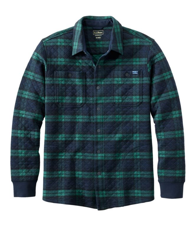Men's Quilted Sweatshirts, Snap Overshirt, Plaid