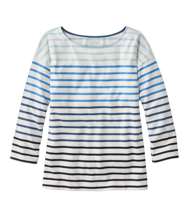 Women's Heritage Mariner Top, Boatneck Three-Quarter-Sleeve Stripe
