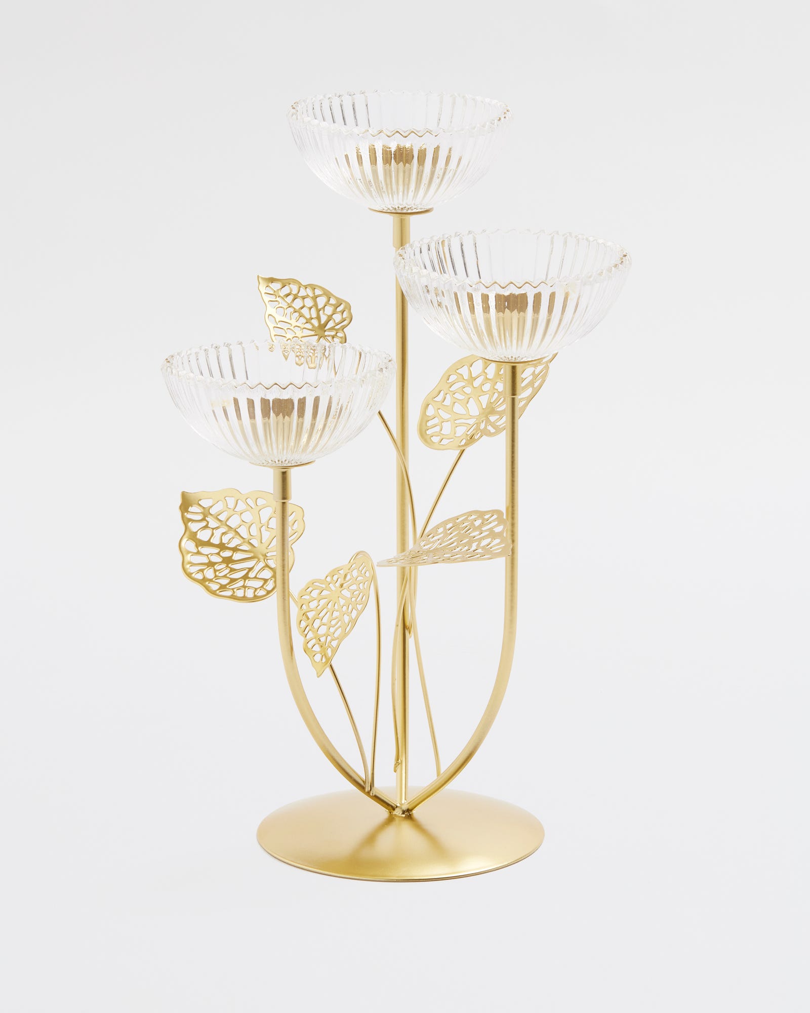 Ophelia Bloom Clear 3 Cup Tealight Holder