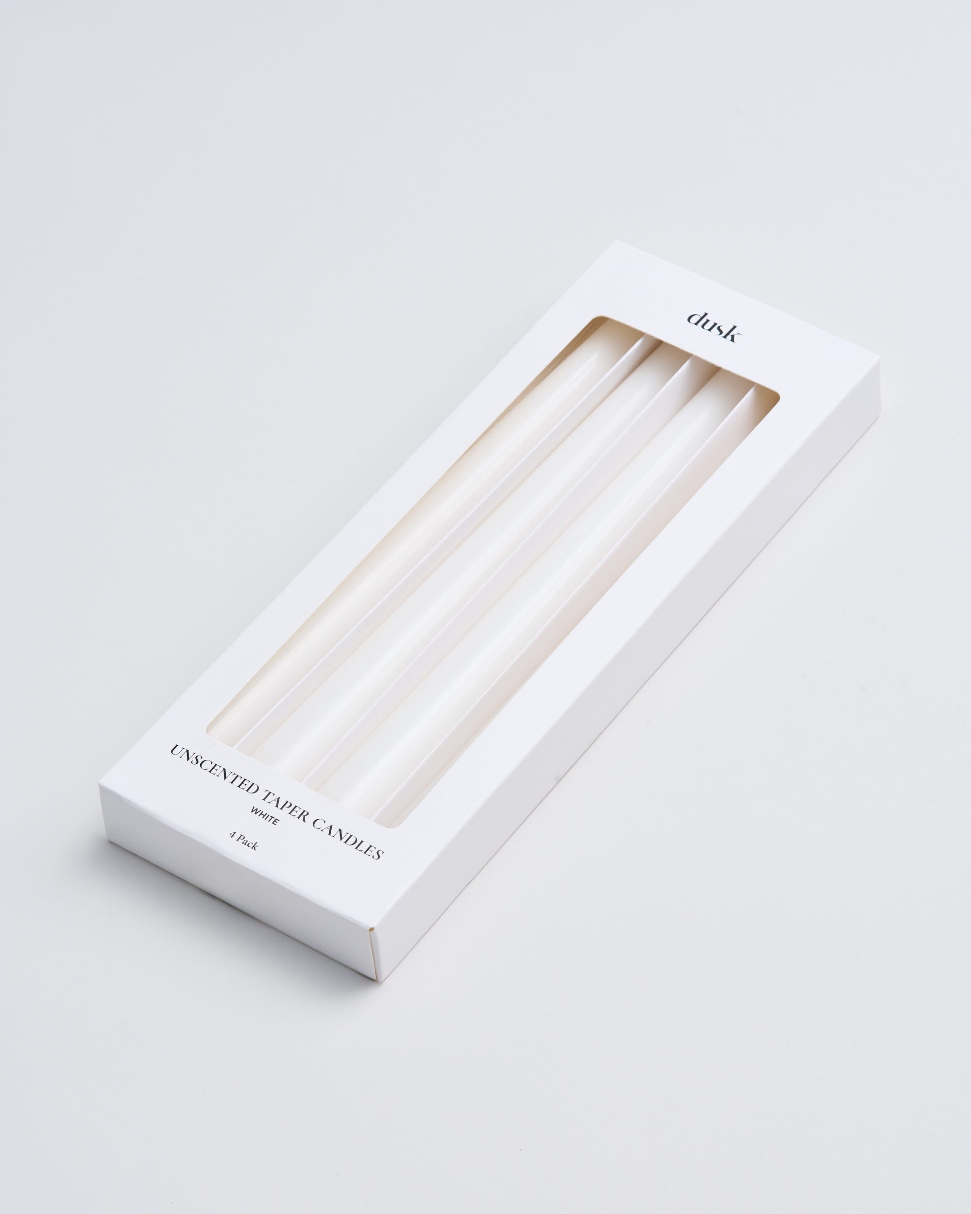 Unscented Taper Candles White 4 Pack