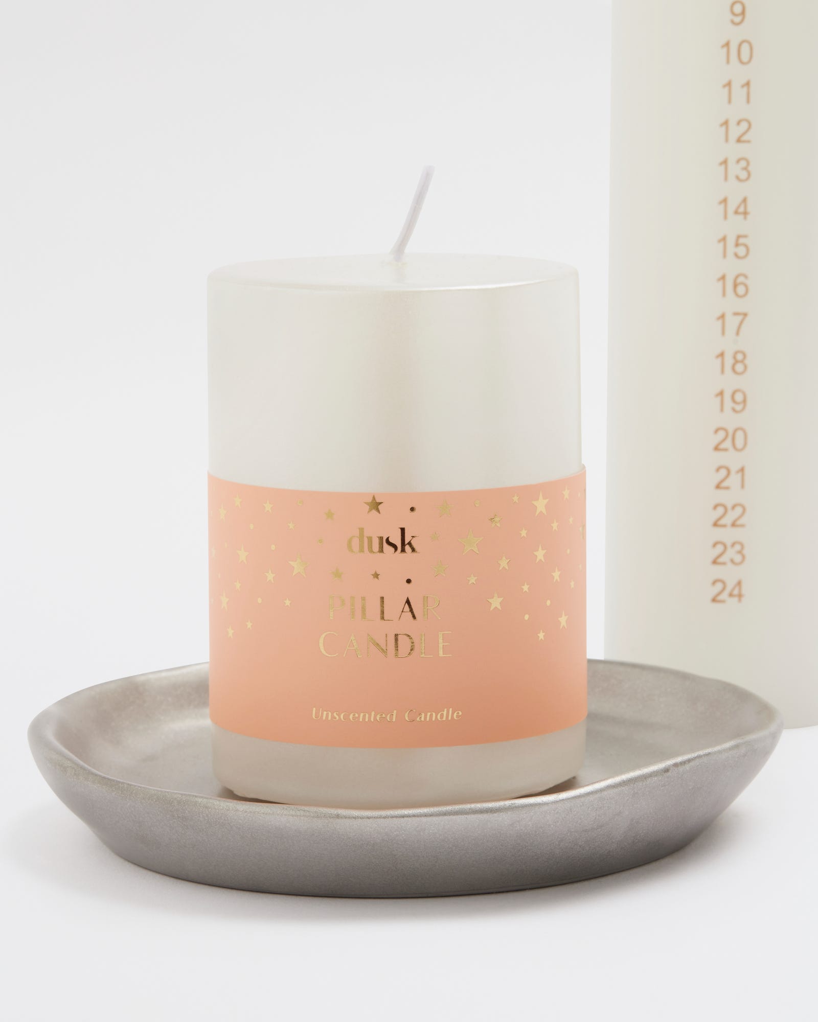 Medium Silver Ceramic Candle Plate