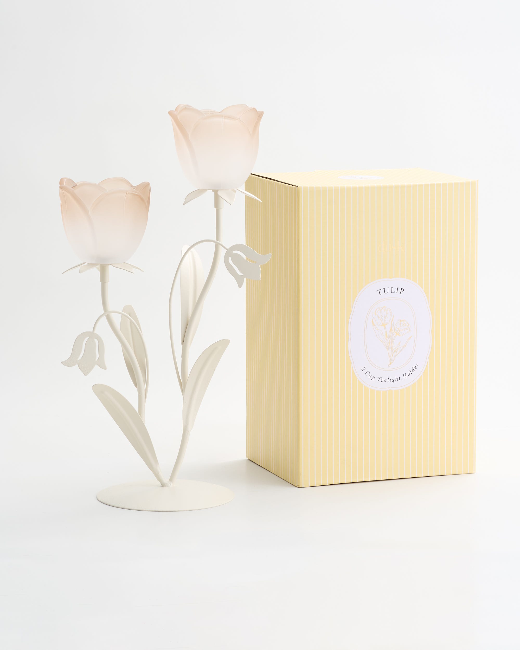 Tulip Glory Tealight Holder 2 Cup Taupe