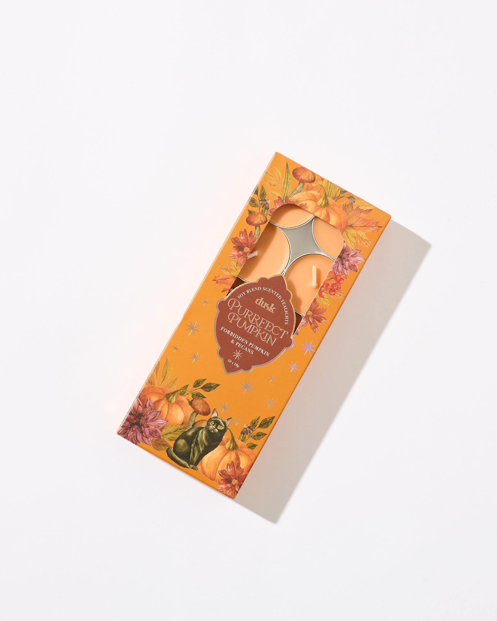 Purrfect Pumpkin Soy Blend Scented Tealights 10 x 18g