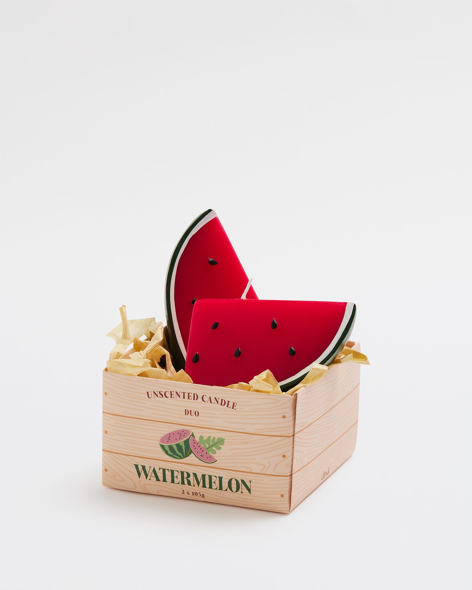 Small Watermelon Unscented Candle 2pk