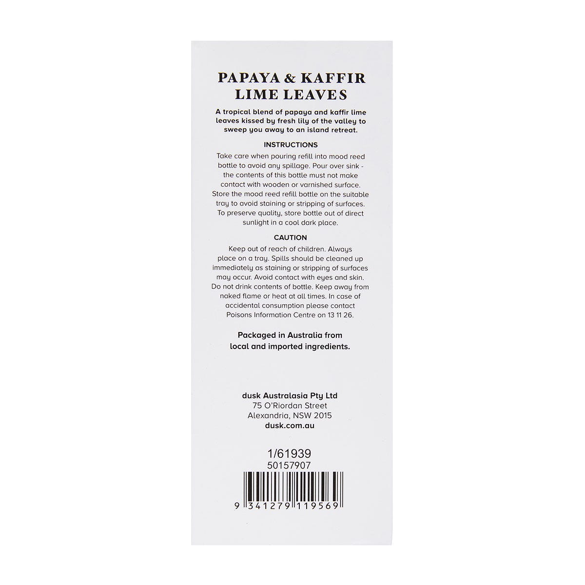 Papaya & Kaffir Lime Leaves Mood Reeds Refill 245 mL