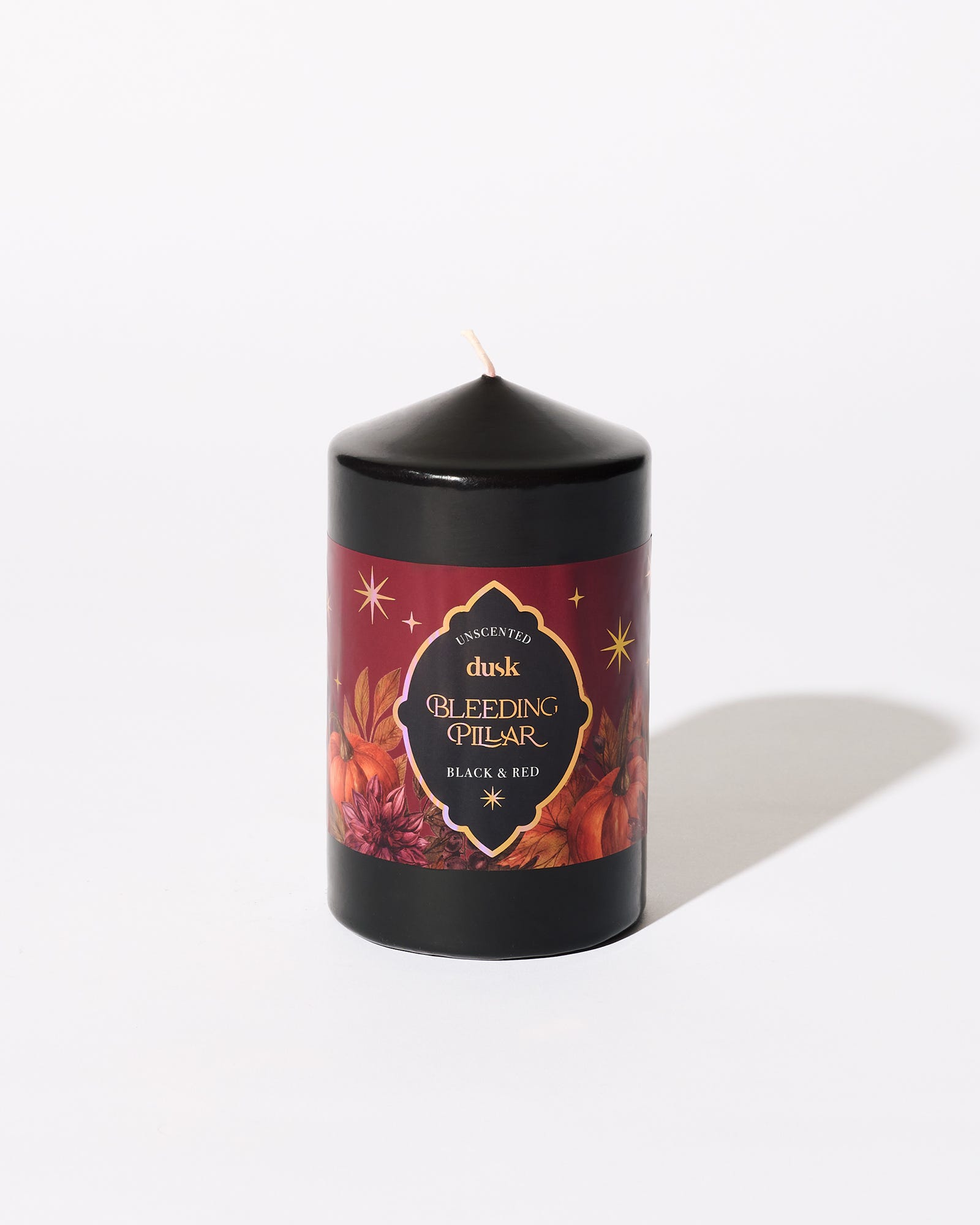 Bleeding Pillar Candle Black & Red Unscented