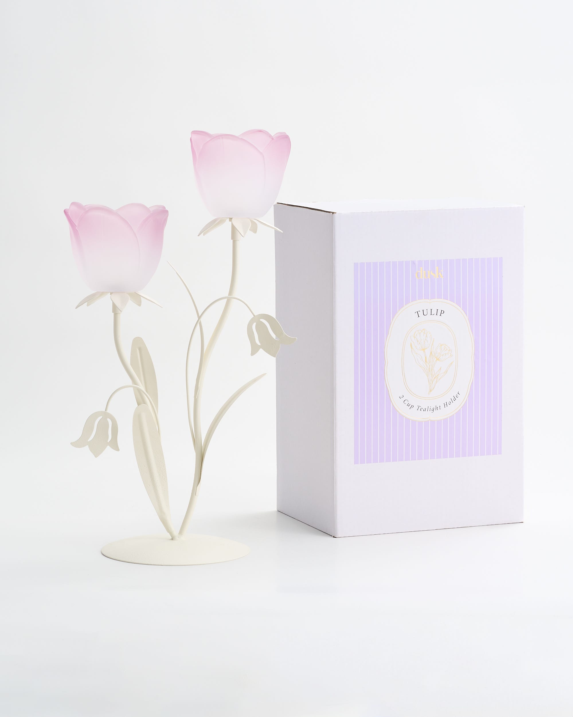 Tulip Glory Tealight Holder 2 Cup Lilac