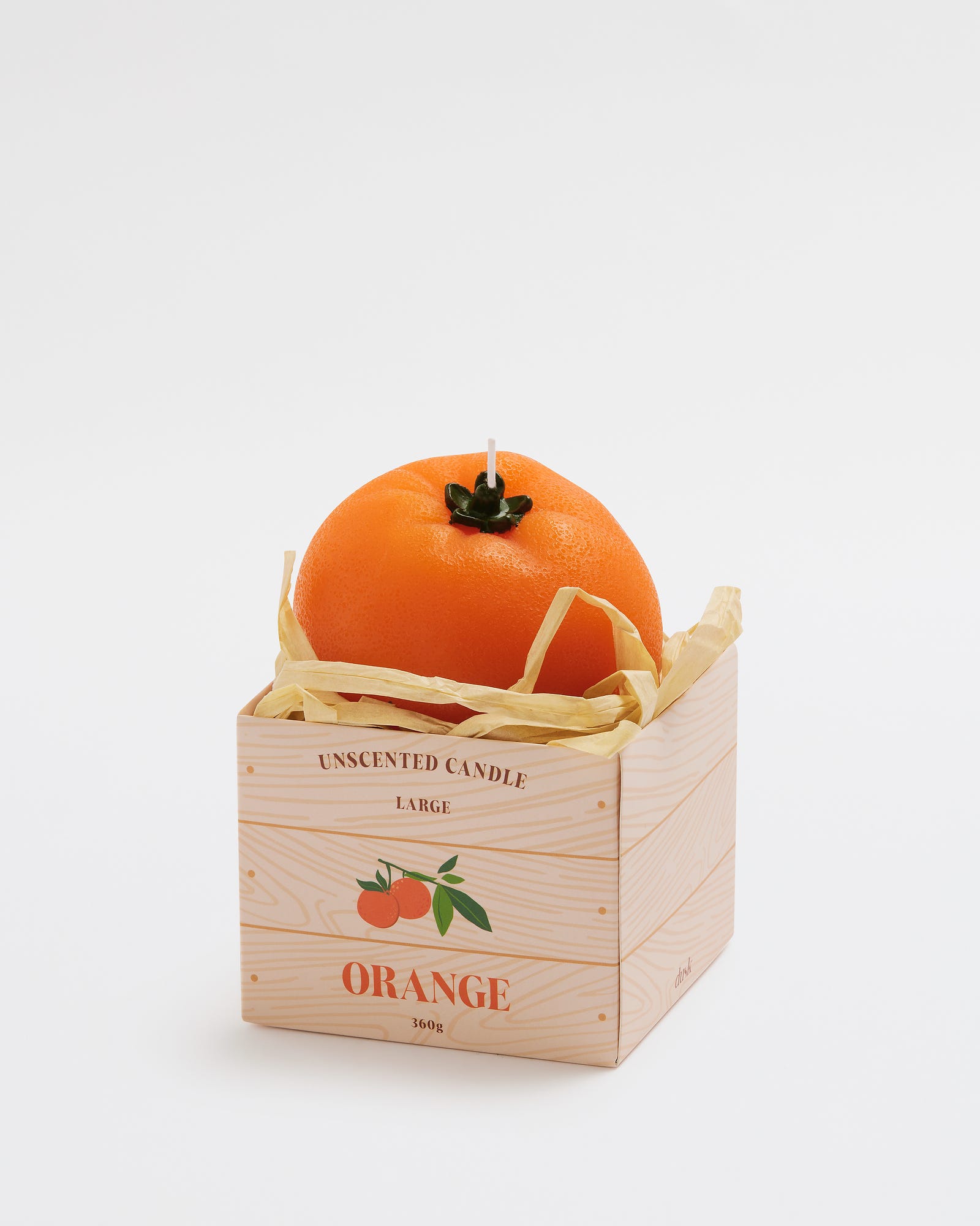 Large Orange Unscented Candle